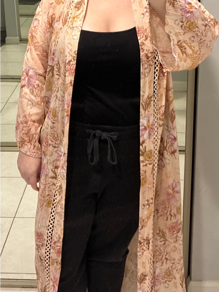 Floral Sheer Duster Kimono - Pink Floral